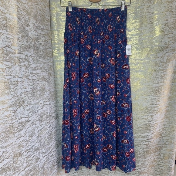 GAP Blue/Red Floral Print Maxi Skirt Size XS - Picture 2 of 14
